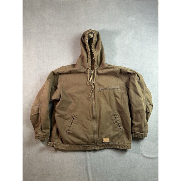 Schmidt Workwear Jacket Mens XL Brown Sherpa Lined Hooded Full Zip Outdoor - Picture 1 of 6
